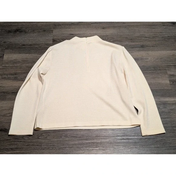 ST‎ JOHN Knit Mock Neck Long Sleeve Sweater Cream Size L - Picture 3 of 5